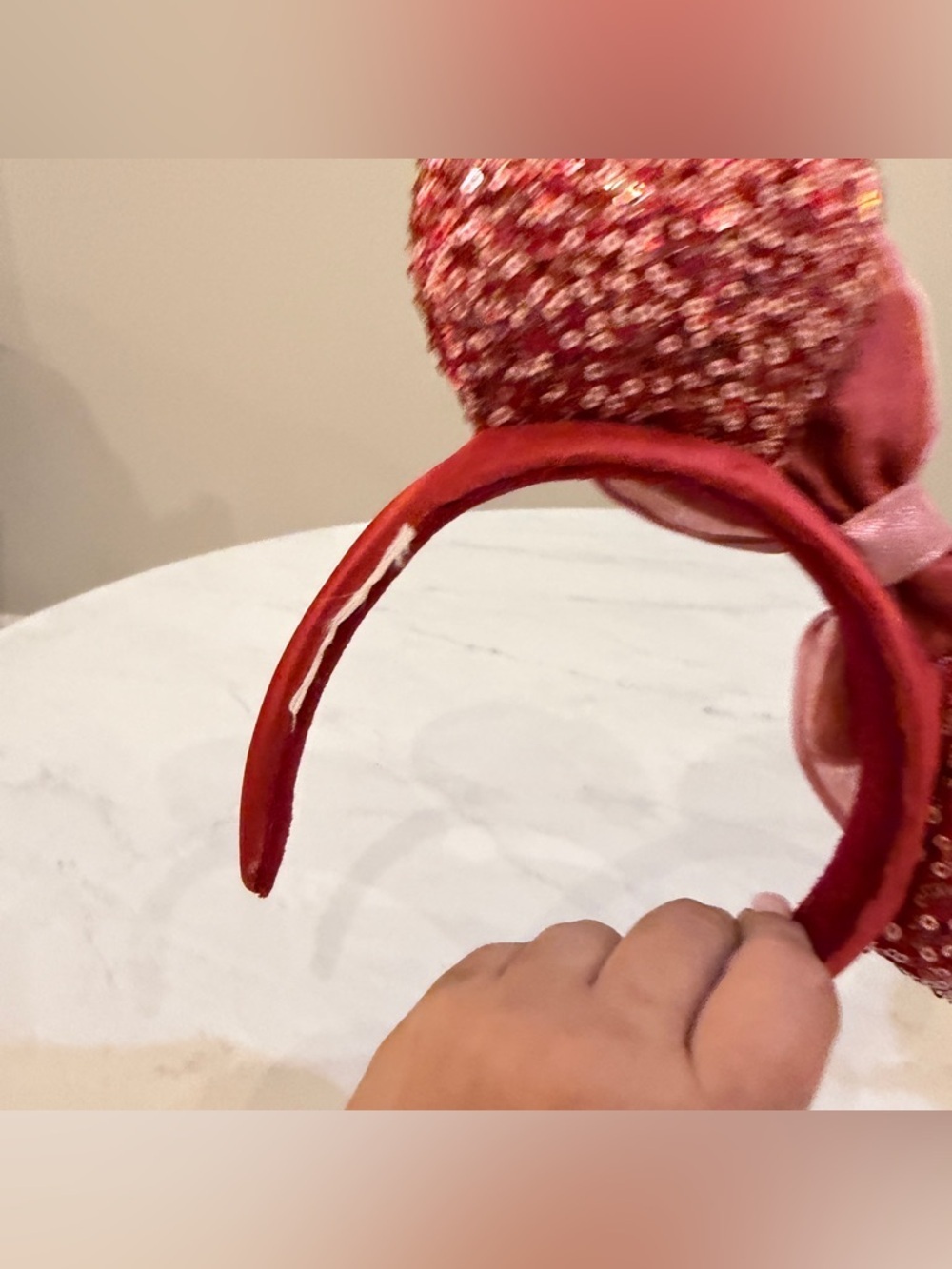 NEW Disney Minnie Mouse Red and Pink Sparkle Ears - Picture 2 of 8